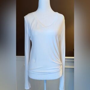 Michael Stars Tayshia Crop V-Neck Ribbed White Tee NWT Small MSRP$88.00